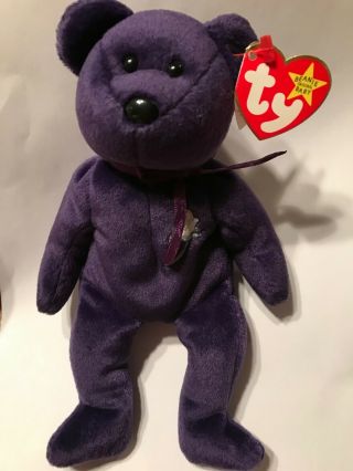 Authentic Princess Diana Ty Beanie Baby,  1st Edition 1997 Pe Pellets,