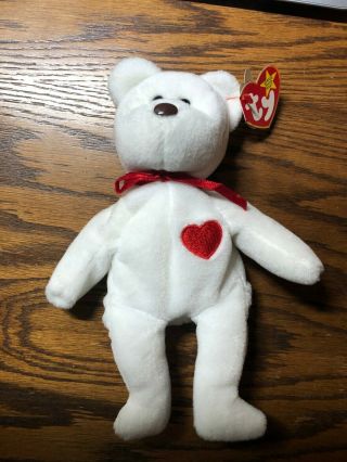 Ty Beanie Babies Valentino The Bear,  1994,  Pvc,  Brown Nose