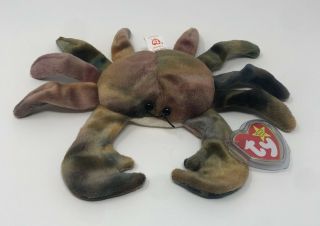 Rare Ty Beanie Baby - Claude The Crab - 1996 - Retired (errors)