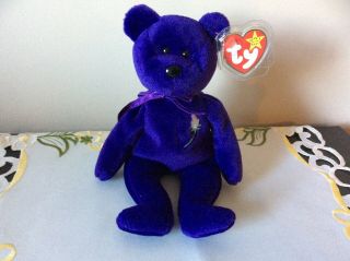 Ty Beanie Baby “princess” (diana) Bear - Pvc Made In Indonesia / Canadian Tags