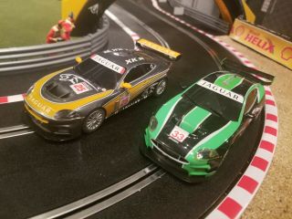 Scalextric 1/32 Slot Cars 2 X Jaguar Xkr Gt3 1 In Green And 1 In Orange