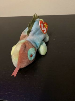 Rare Tie Dye Iggy The Iguana Beanie Baby W/ Tongue And Hang Tag On Spine