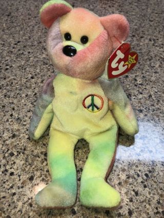 Peace Bear Beanie Baby 1996 Pvc Pellets
