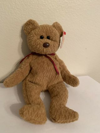 Ty Beanie Babies Curly The Bear Plush - 4052.  Rare With Errors