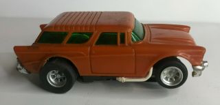 Aurora AFX G - Plus Vintage Slot Car Chevy Nomad Wagon 1760 Orange Green Windows 3