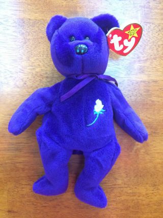 Ty Beanie Baby Princess Diana Bear 1997 Retired Pvc Pellets No Space 1st Edition