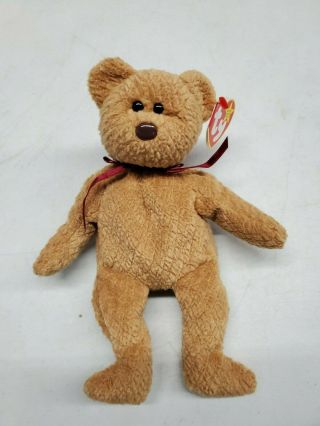 Ty Beanie Baby Curly The Bear 4 - 12 - 1996.  Tag Errors.  Rare 4052