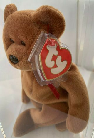 Authenticated Ty 3rd Gen Mwmt Face Brown Teddy Beanie Baby - 3rd / 1st