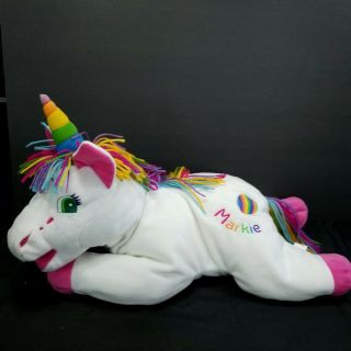Lisa Frank Markie Rainbow Unicorn White Plush Stuffed Giant Jumbo 22 " Long Pony