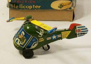 Vintage Japan 1950 ' s Friction U.  S Army Helicopter 2
