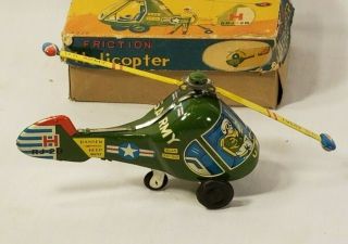 Vintage Japan 1950 ' s Friction U.  S Army Helicopter 3