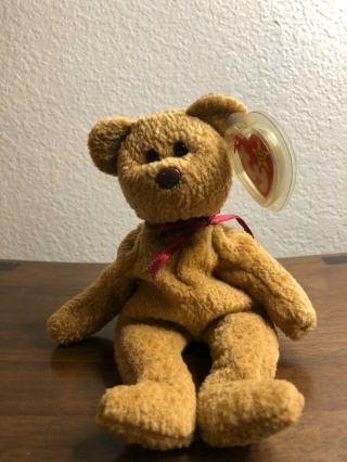 Extremely Rare - Ty Beanie Babies Curly The Bear Plush - With Errors