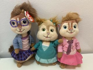 Ty Beanie Baby Alvin & Chipmunks Set - Brittany,  Eleanor & Jeanette Pre - Owned