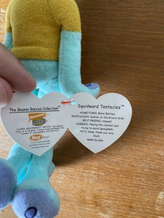 SpongeBob Squarepants Squidward Tentacles Ty Beanie Baby Plush 2004 with Tag 2
