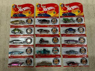 Hot Wheels Classics Series 4: Complete Set (15) Cars With Buttons