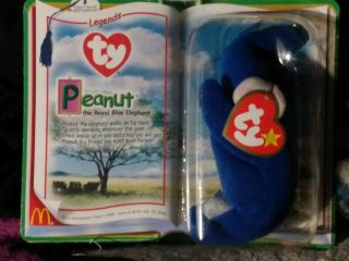 Peanut The Royal Blue Elephant Ty Tennie Beanie Baby Rare Legends 2000 / 1995