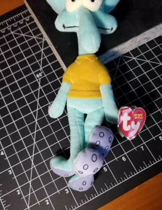 SpongeBob Squidward Tentacles Ty Beanie Baby Plush 2004 with Tag Rare Retired 3