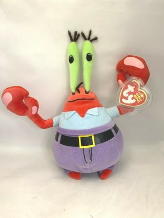 Ty Mr Krabs Crab Spongebob Squarepants 8’’ Beanie Babies W/tag Retired Htf