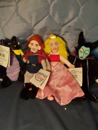 Disney Store Sleeping Beauty Maleficent Prince Phillip Mini Bean Bag Plush Set