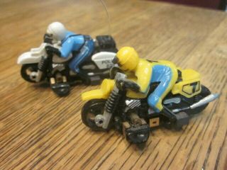 2 Tyco Slot Car Motorcycles Police And Racing H.  O.  Scale