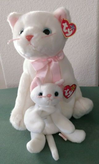 Ty Beanie Baby (babie) And Buddy - Flip The White Cat Kitten Plush Toy