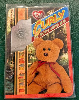 Ty Beanie Babies Card Silver Curly The Bear,  1349/2940,  S4 Retired,  1999