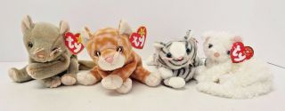 Ty Cats Set Of 4 Beanie Babies Amber Starlet Scat Prance