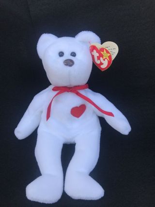 Ty 1993 Valentino Beanie Baby With P.  V.  C Pellets And Brown Nose Error