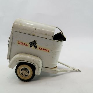 Tonka Farms Horse Trailer Vintage 1960s Ivory White Collectible With Horses