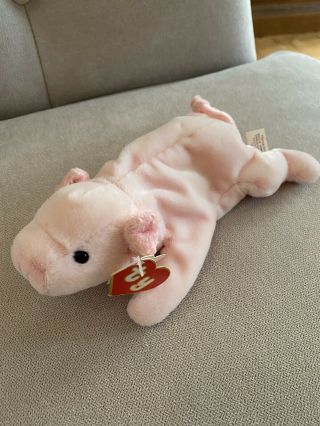 “squealer The Pig” Ty Beanie Baby 2nd Gen Swing Tag,  1st Gen Tush Tag See Photos