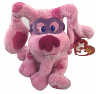 Blues Clues Magenta Ty Beanie Babies Plush 6 " Pink Dog With Glasses 2005 Nick Jr