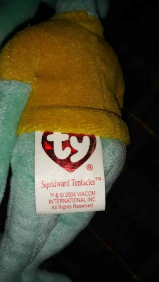 SpongeBob Squarepants Squidward Tentacles Ty Beanie Baby Plush 2004 with Tag 3