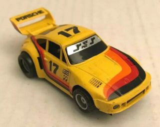 Vintage Tyco Slot Car Ho Porsche 935 17 Yellow Spoiler Made Hk Runs