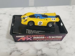 1970s Aurora Flamethrower Afx Porsche 917 Yellow Blue Ho Slot Car W/ Packaging