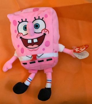 Ty Beanie Baby Spongebob Pink Pants 2006 (retired) Breast Cancer Awareness Nwt