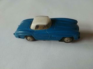 Htf Vintage 1964 Lionel Ho Scale Mercedes Benz 300 Sl Slot Car Blue/white Roof