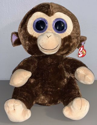 Ty Jumbo 16” Coconut The Monkey Beanie Boo Big Eyes Plush