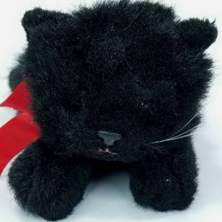 Ty Licorice Black Cat Red Ribbon Beanie Baby Buddy Plush 14 