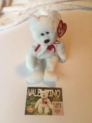 Vintage - Ty Beanie Baby Valentino The Bear 1993 Tush Tag Error