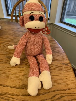 Ty Socks The Pink Sock Monkey Beanie Baby - With Tags