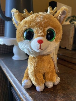 Ty Beanie Boos - Alpine The Reindeer Solid Eye Color Silver Feet Approx 6”