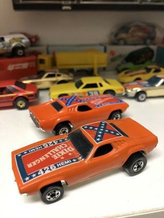 Vintage 1980s Hot Wheels Orange Dixie Challenger Blackwall Era Flag Minty