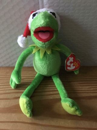 Ty Licensed Disney Beanie Baby Kermit The Frog 9.  5 " Holiday Mwmt Walgreens