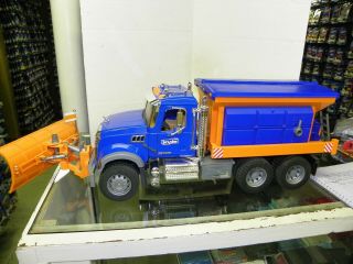 Bruder Mack Truck Sander & Plow Blue/orange Never Played With No Box