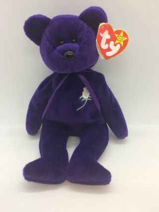 Ty Beanie Baby - Princess (diana) Bear (pvc Pellets - Made In China - 1997) Mwmt