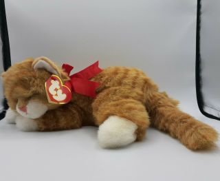 Ty Al E Kat Cat Tabby Orange Plush Classic Kitty Curled 18 " Korea 1995