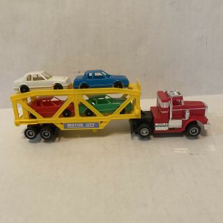 Tyco Us - 1 Trucking Red Semi & Trailer Truck With Cars Ho Slot
