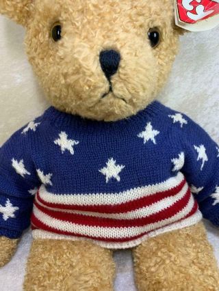 Ty Large Curly Stars & Stripes Forever Teddy Bear 26 