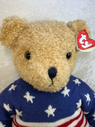 Ty Large Curly Stars & Stripes Forever Teddy Bear 26 