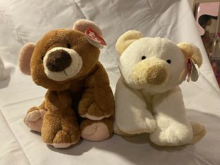 Ty Pluffies Slumbers Brown Bear And Cloud White Polar Bear Plush Toy Set